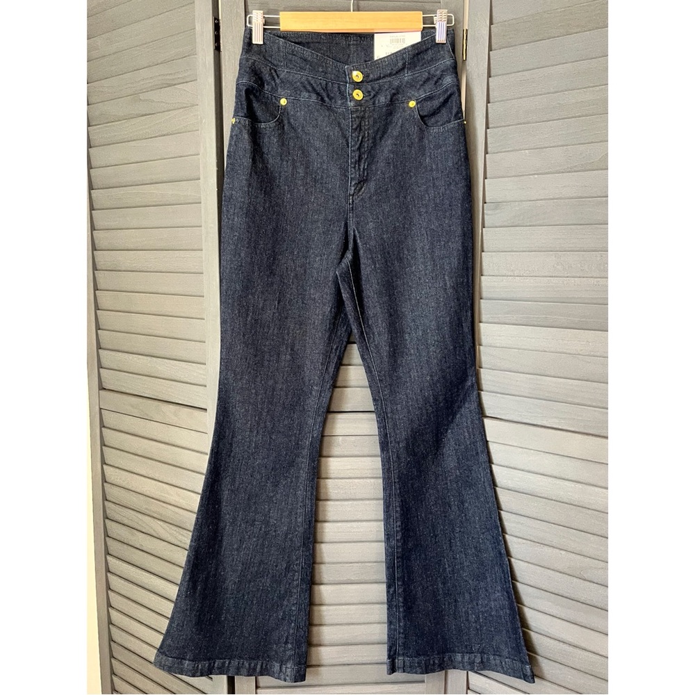 INC International Concepts Womens High Rise Flare Jeans Dark Wash Indigo Size 6